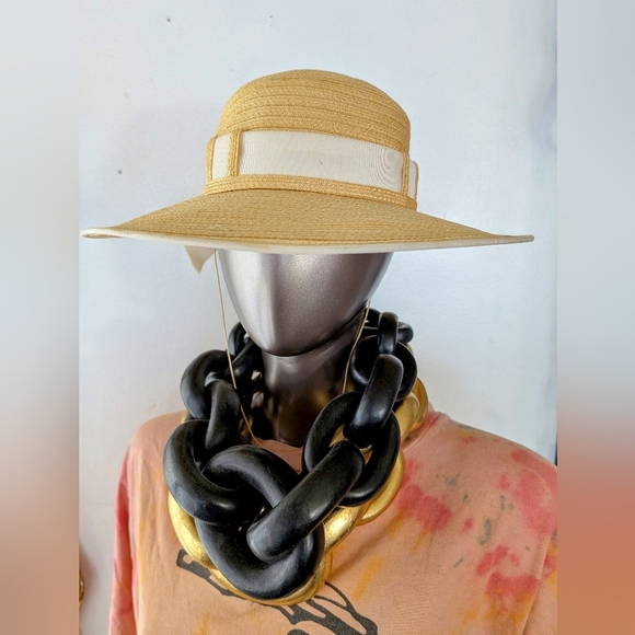Vintage Christian Dior Straw Bow Hat | Summer Garden RARE - Picture 1 of 5